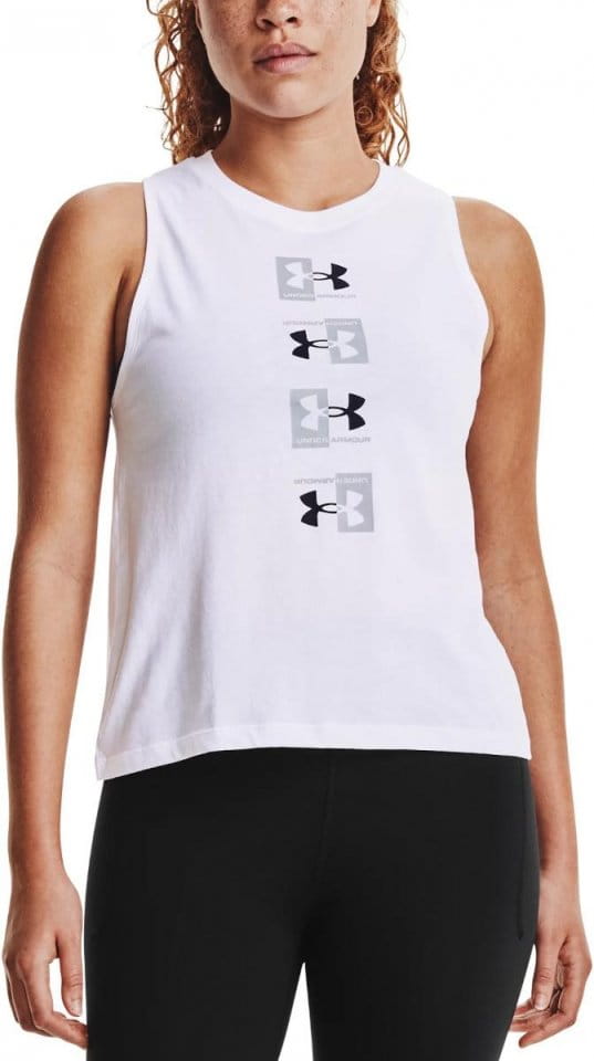 Maiou Under Armour Live UA Repeat Muscle Tank-WHT